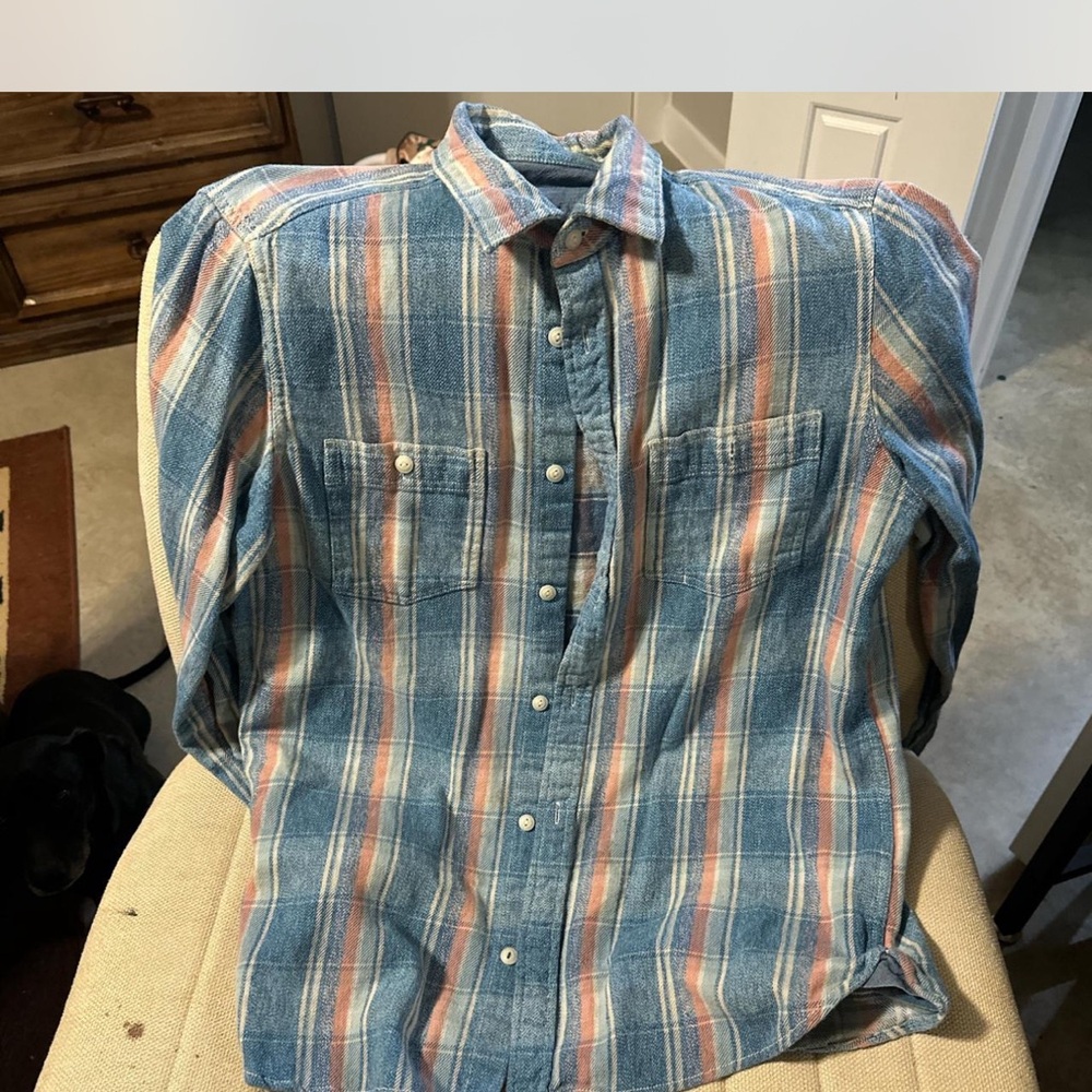 Source Unknown Blue and Orange Casual Button Down Shirt